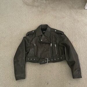 Zara Cropped Leather Jacket